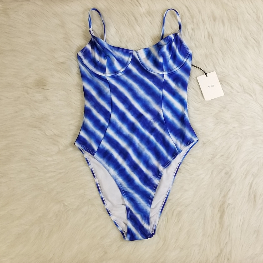 ONIA One-Piece Isabella Tie Dye Stripe Swimsuit